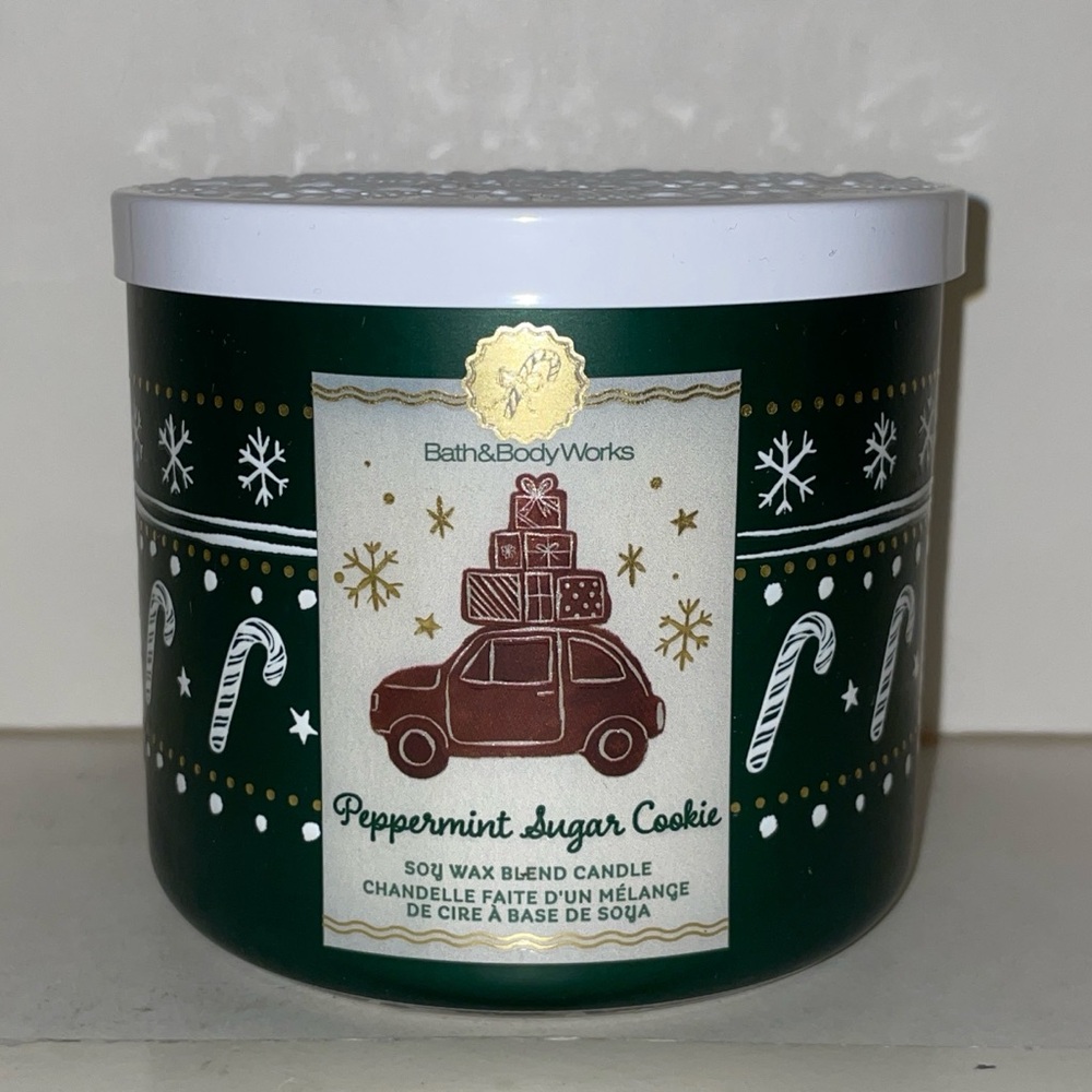 Bath & Body Works  Peppermint Sugar Cookie Scented Candle 3 Wick Discontinue New